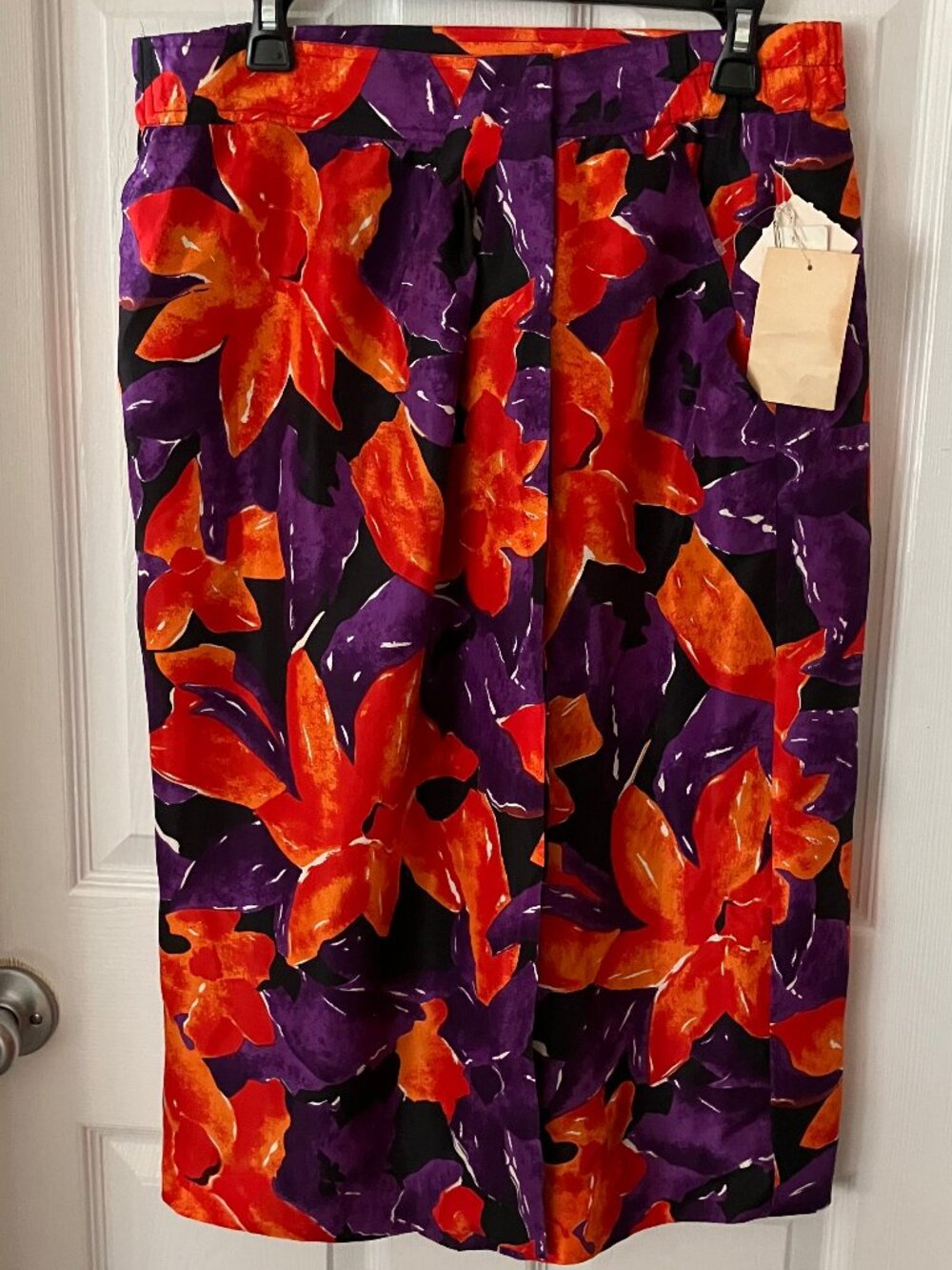 VTG  1980-1990s Scrader Separates Wrap Midi Skirt Purple/Orange floral print  12